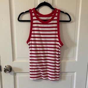 a new day Red and White Striped Top
